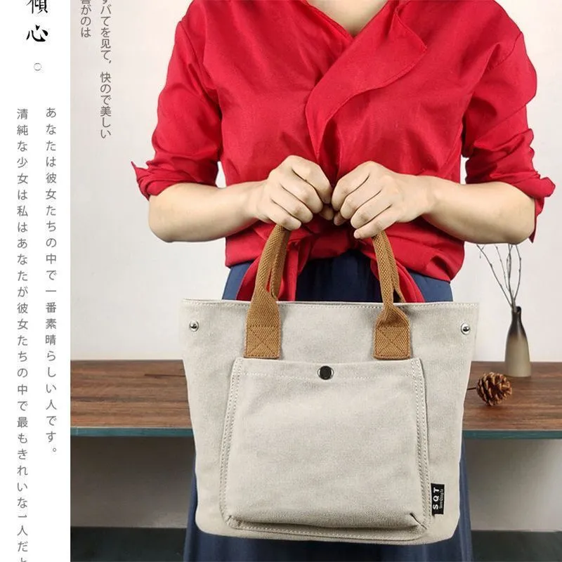 Canvas Tote Bag for Women, Fashionable Handbag with Zipper Closure - 1