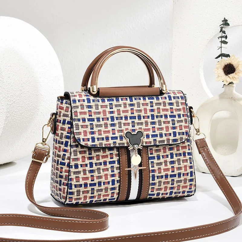 Mickey Print Crossbody Bag Genuine Leather Shoulder Bag Fashion Women Purse - 4