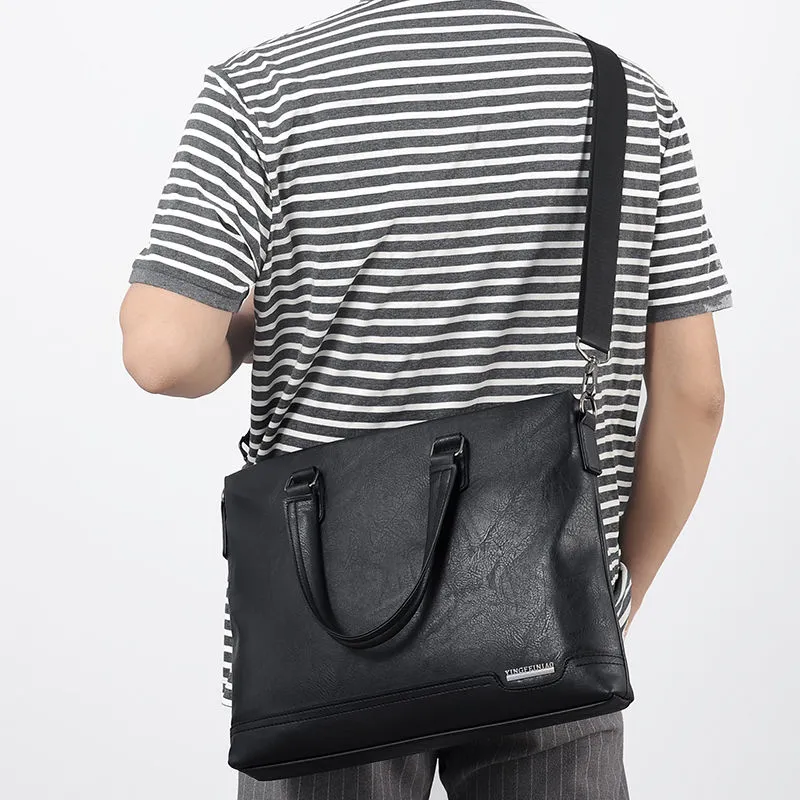 Men's Business Casual Laptop Bag, Large Capacity A4 File Messenger Bag - 5