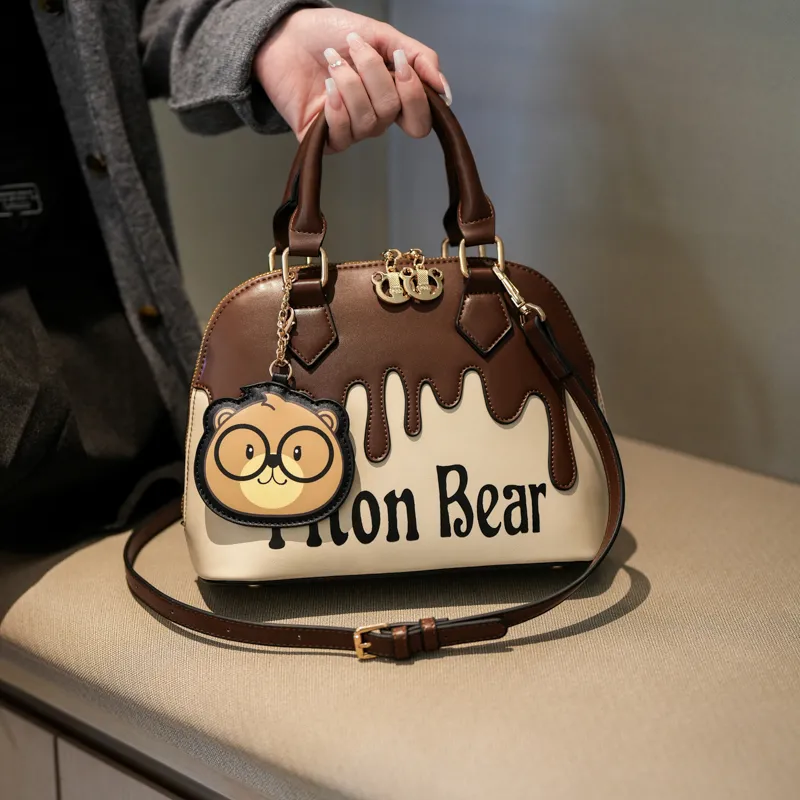 Cartoon Boston Bag 2024 New Cute Retro Shoulder Crossbody PU Tote - 2