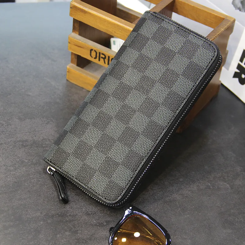 Men's Plaid Long Wallet 2024 New Trendy Checkered Card Holder - 5