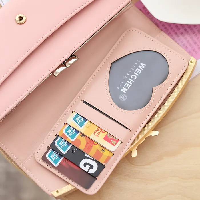 Long Wallet for Women with Bow Clasp, Large Capacity Student Money Clip - 5
