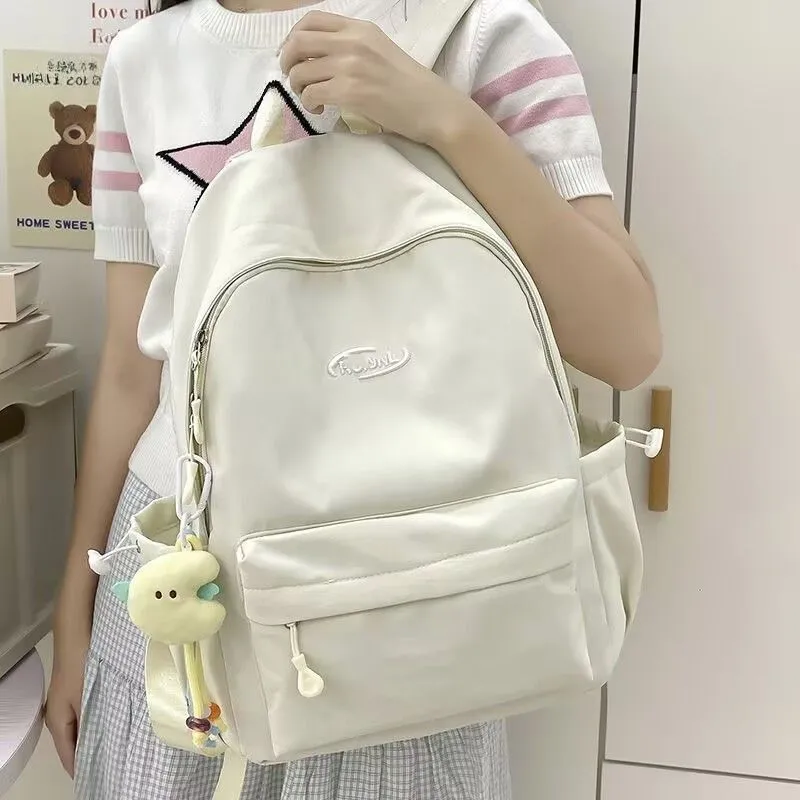 Solid Color Backpack for Women, Stylish School Bag for Teens & College Students - 5