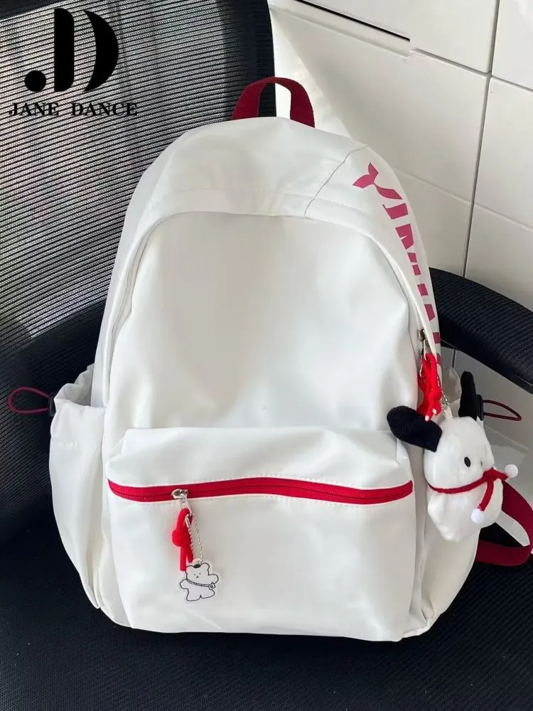 Women's Simple Backpack Large Capacity Nylon School Bag for College Students - 3