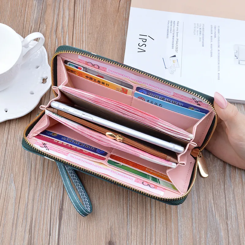 2025 Women's Long Zip Wallet with Print, Phone & Coin Holder, Korean Style - 2