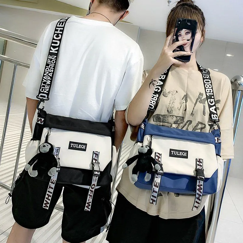Men's Canvas Crossbody Bag - Japanese Style Workwear Messenger Bag - 5