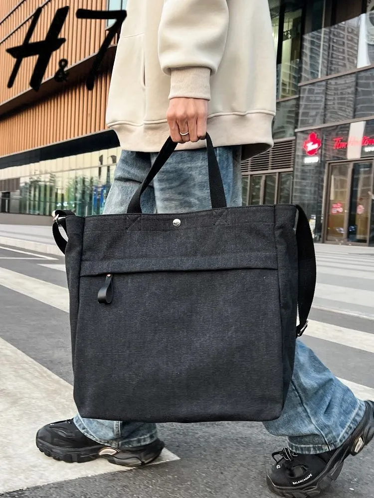 Canvas Tote Bag Large Capacity Shoulder Bag for School, Retro Style - 3