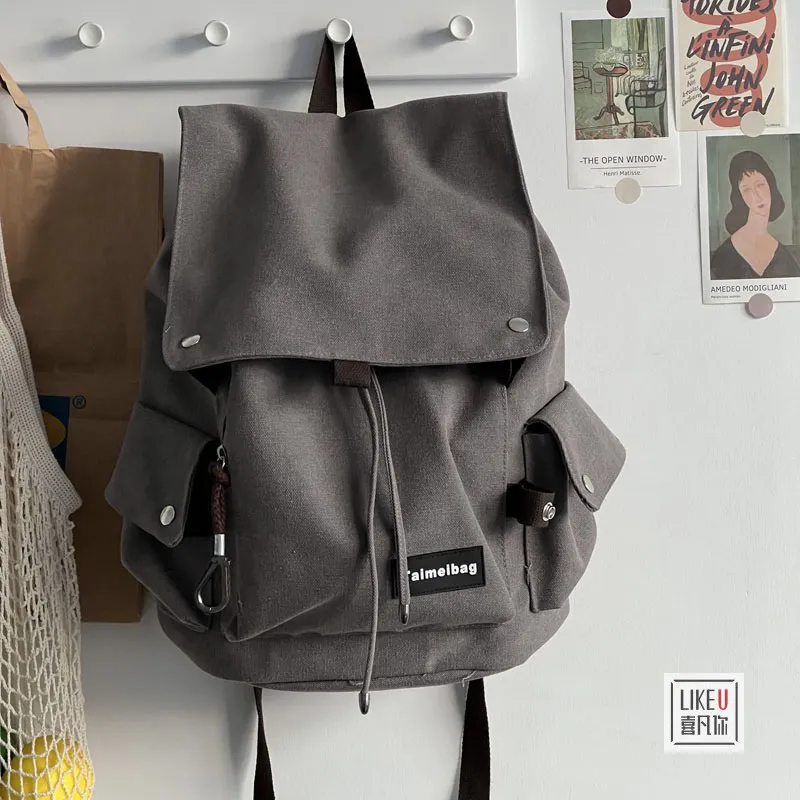Washed Cotton Canvas Backpack for Commute & School, Unisex Daypack - 3