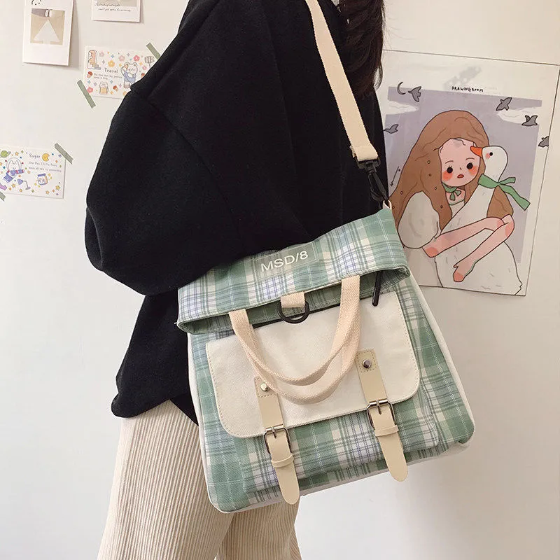 Canvas Tote Bag for Women, Large Capacity Crossbody Backpack, Ins Style - 2