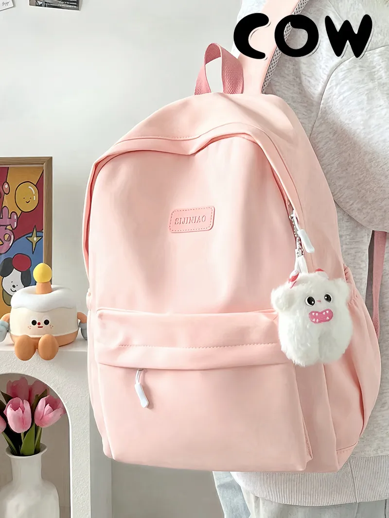 COW Minimalist Backpack for Women, Durable College School Bag in Solid Colors - 5