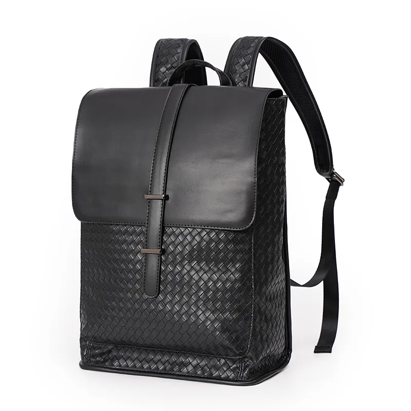 Woven Backpack for Men, Business Casual Large Capacity Daypack - 3