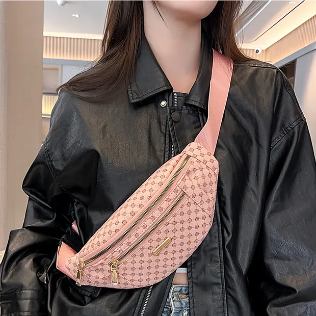 Vintage Print Waist Bag PU Crossbody Sling for Women Outdoor Sports - 2