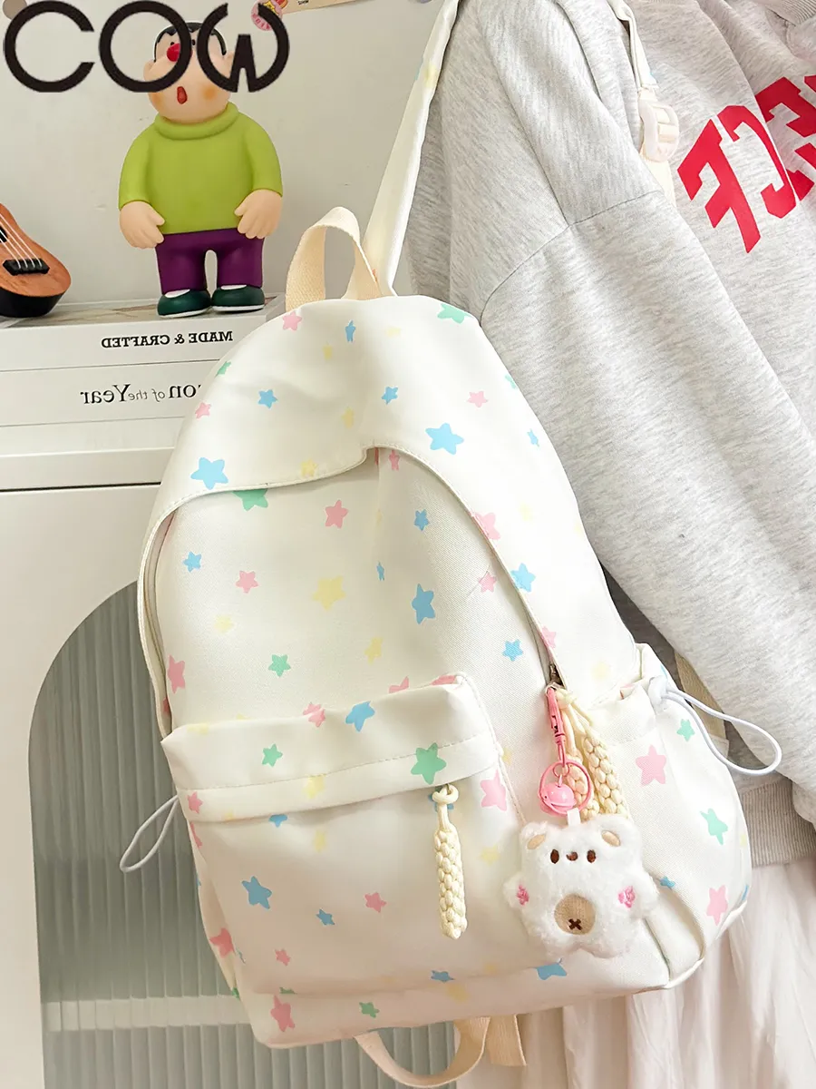 Cute Star Backpack for Women, Large Capacity Daypack, Ins Style School Bag - 2