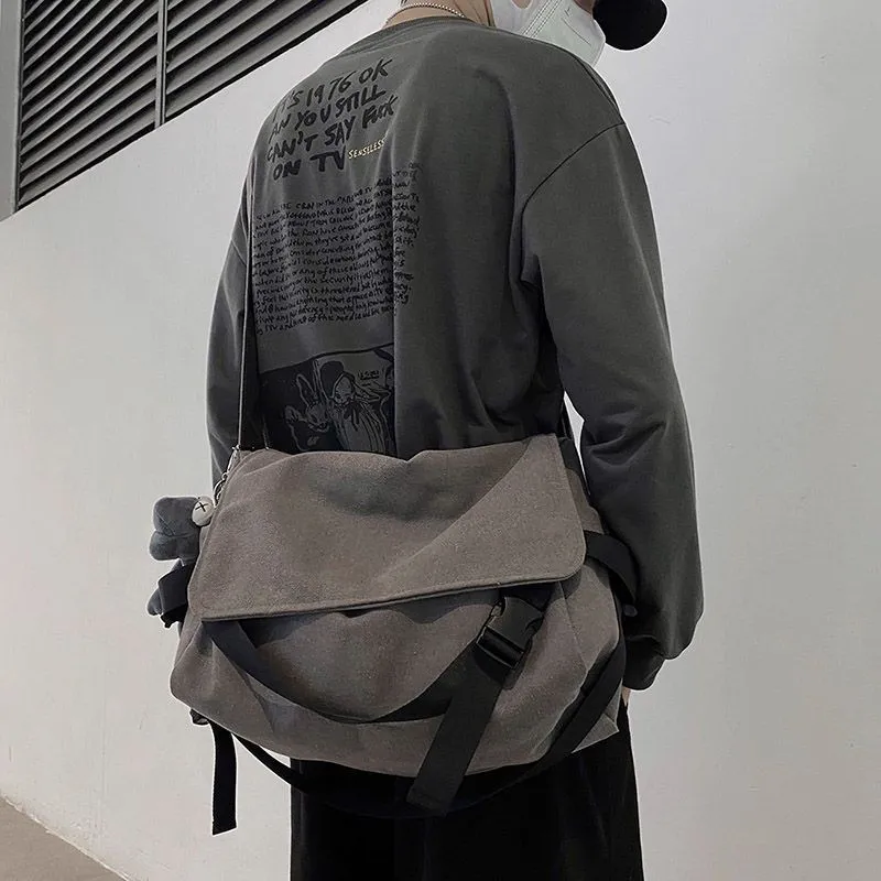 Men's Canvas Crossbody Bag Large Capacity Casual Daypack Retro Style - 3