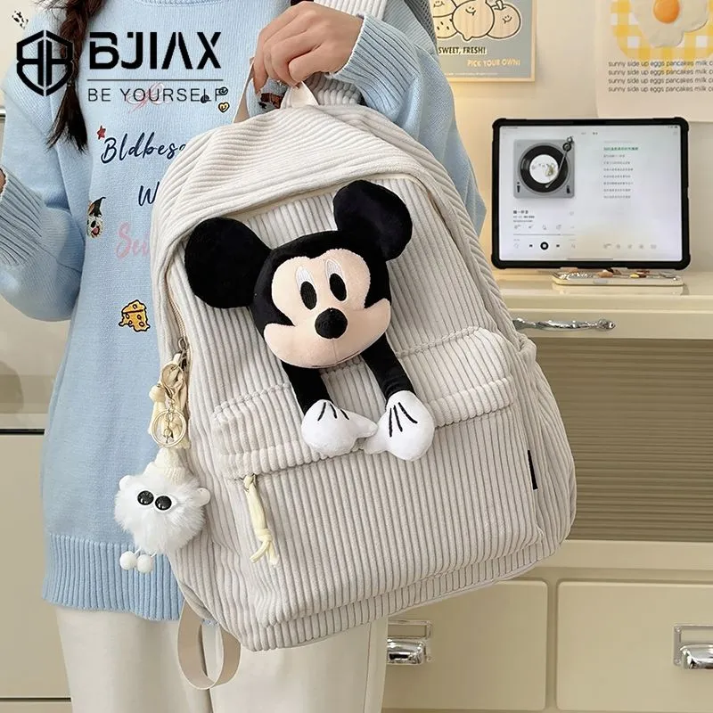 Mickey Mouse Backpack for Women Large Capacity Corduroy School Bag - 2