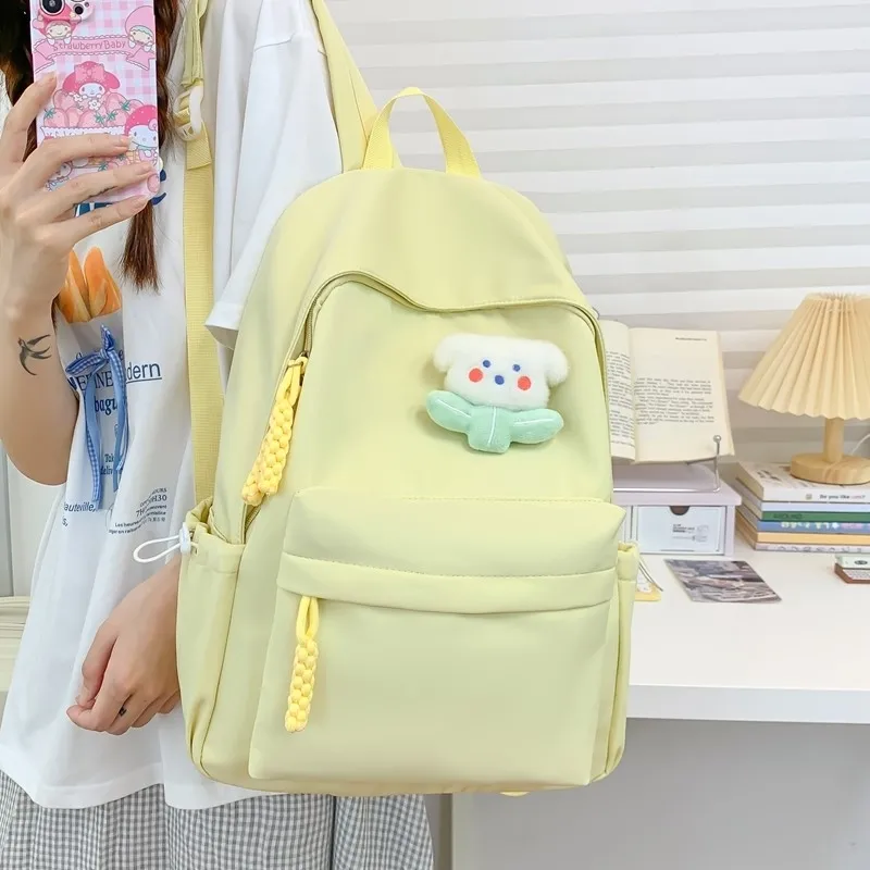 Stylish Plain Backpack for Women, Lightweight College Rucksack, High School Bookbag - 1