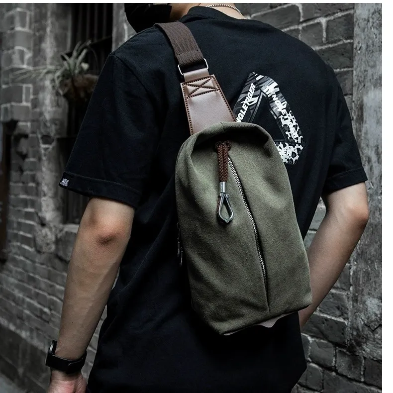 Men's Crossbody Bag Lightweight Canvas Chest Pack for Commute - 1
