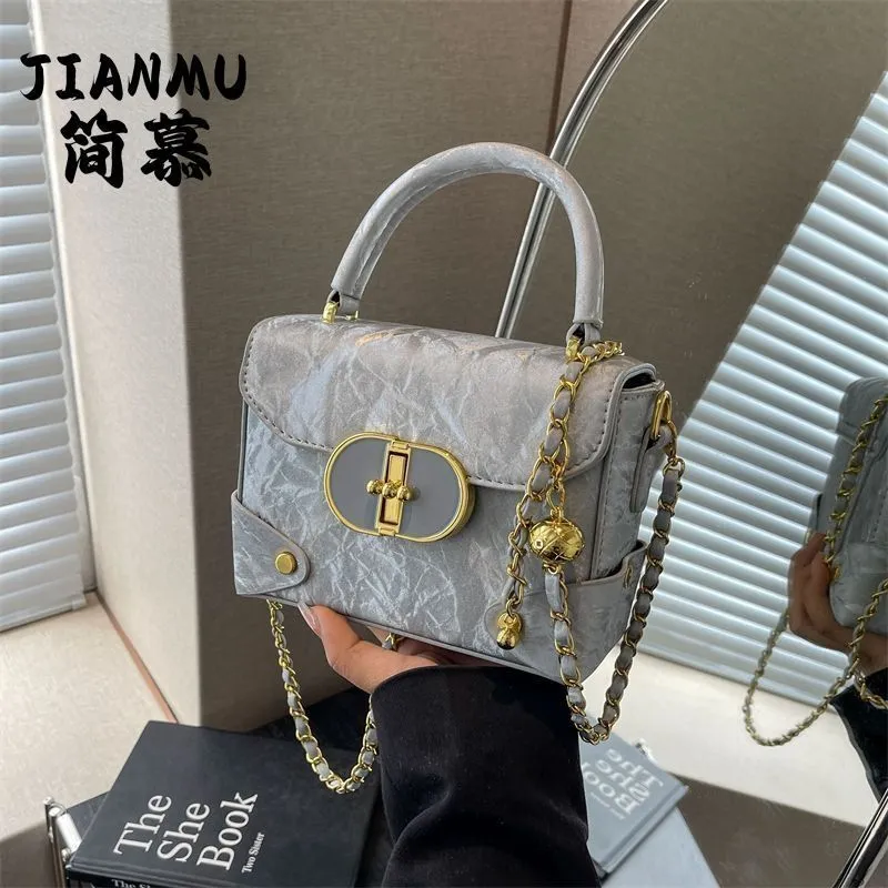 Silver Box Bag Women, Fashion Chain Crossbody Shoulder Bag, Small Square Purse - 5