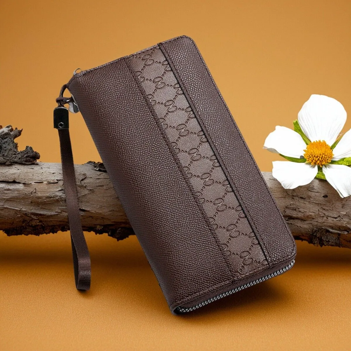 Vintage Minimalist Men's Wallet Large Capacity Zipper Long Bifold - 3