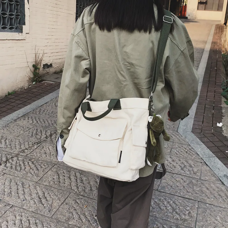 Large Capacity Canvas Tote Bag for Women, Japanese Korean Style Shoulder Bag - 2