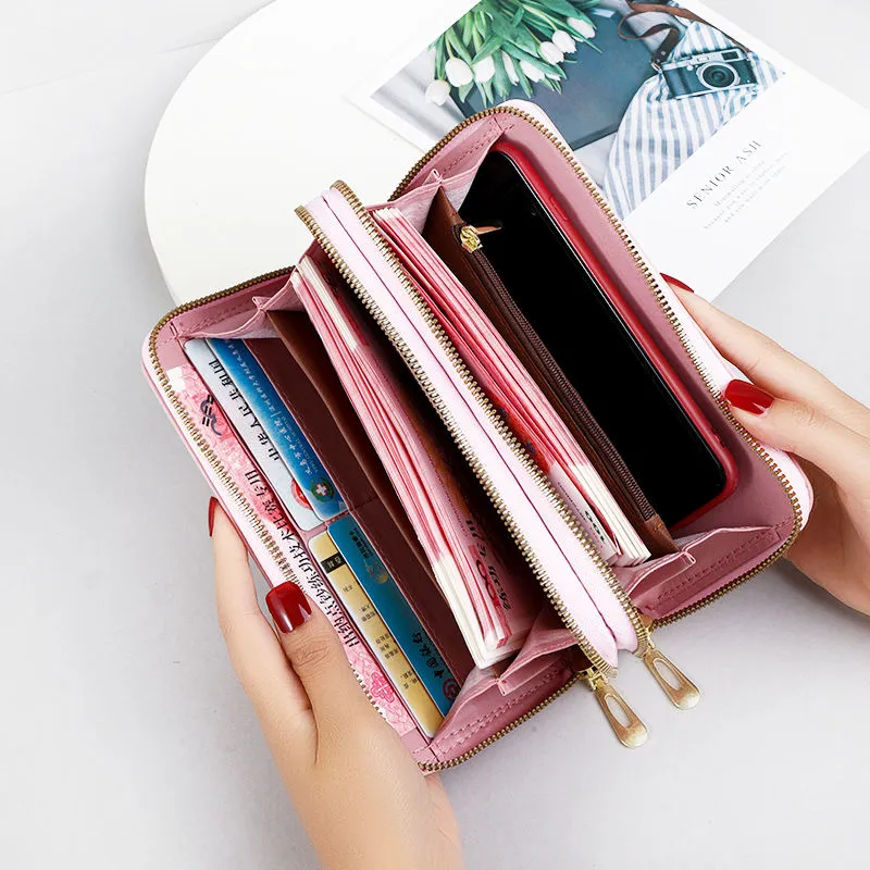 2025 Women's Long Wallet with Double Zipper, Large Capacity Wristlet Phone Purse - 5