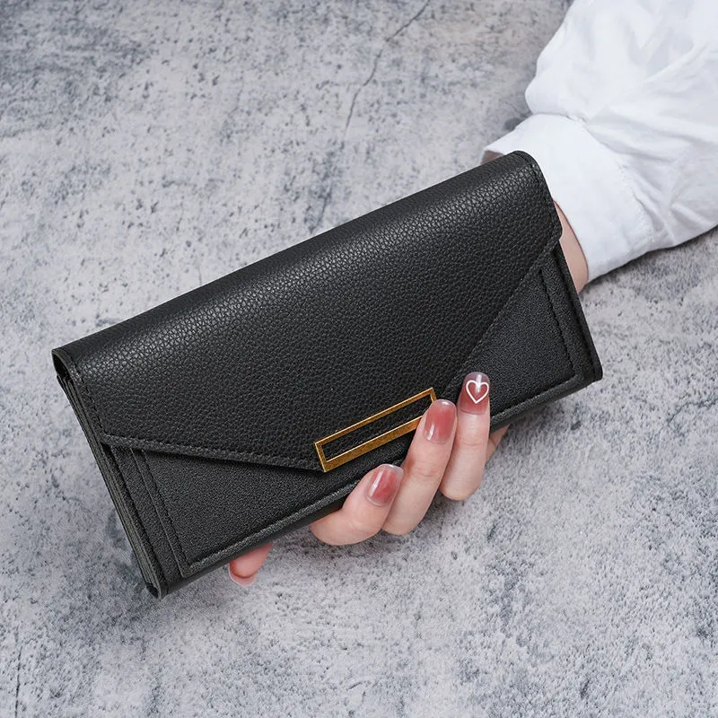 Long Wallets for Women, Large Capacity Soft PU Leather with Studs - 1