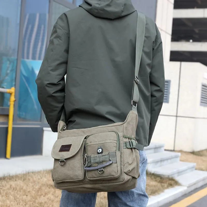 Vintage Canvas Messenger Bag for Men 2025 Large Capacity Commuter Shoulder Bag - 4
