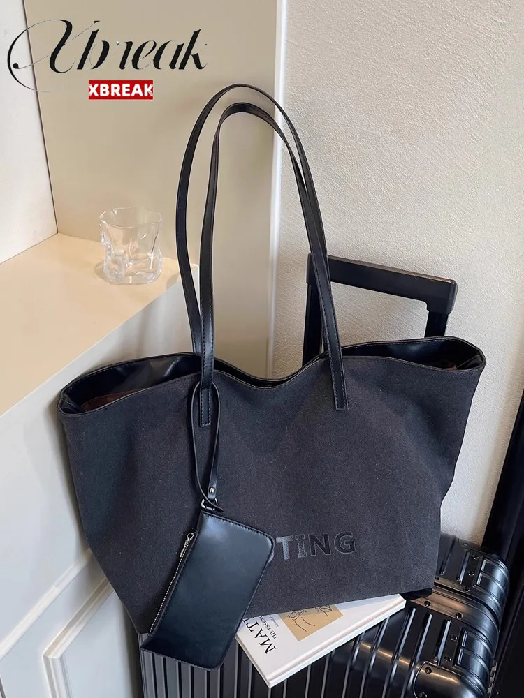Large Capacity Canvas Tote Bag for Women, Fashionable Shoulder Bag for Commute & School - 3