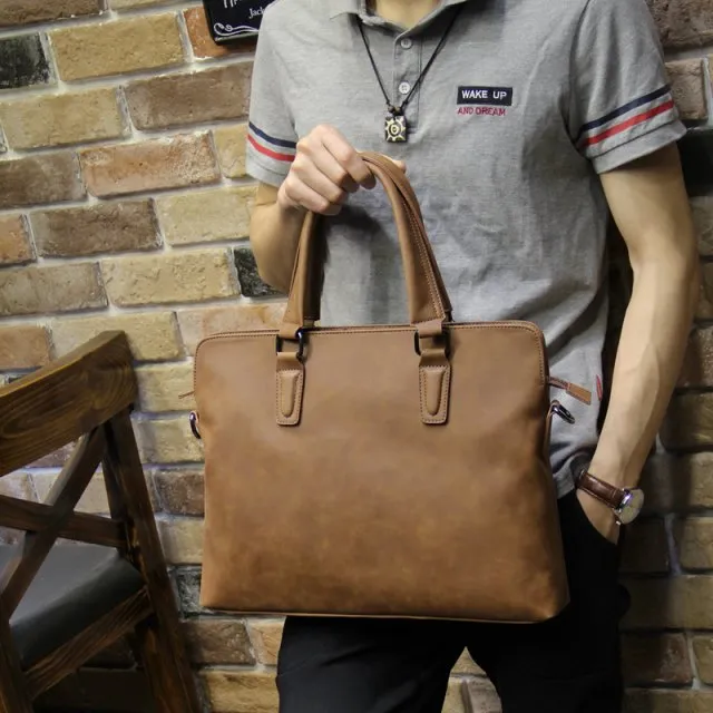 Men's Crossbody Bag Genuine Leather Briefcase Laptop Messenger Bag - 2