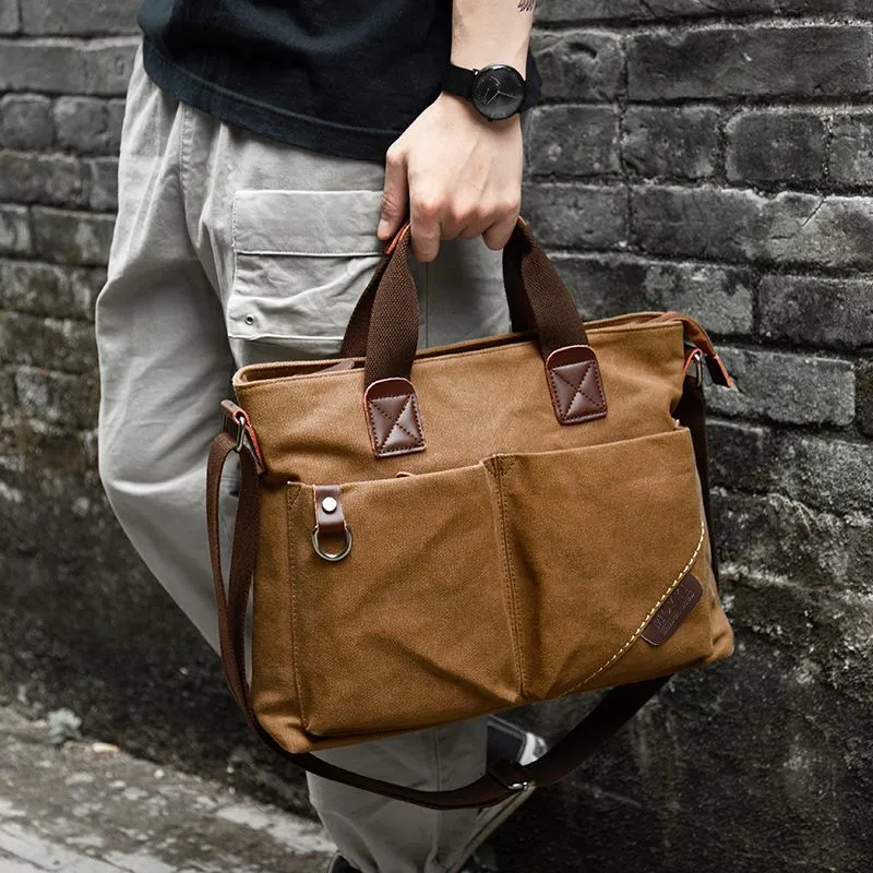 Men's Business Canvas Tote Bag, Casual Shoulder Messenger Bag for Travel - 2