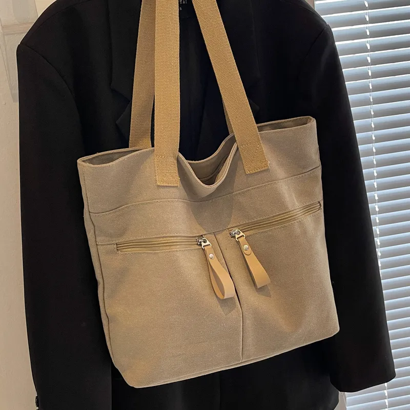 Thick Canvas Tote Bag Women Large Capacity Shoulder Bag - 3