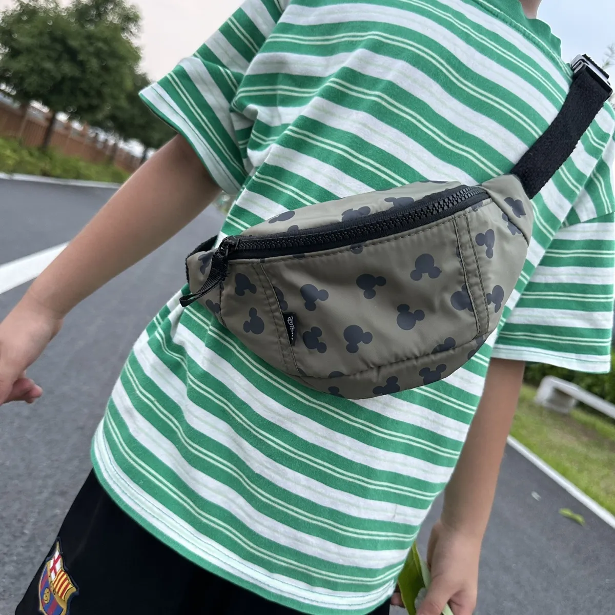 Mickey Mouse Waist Pack for Boys, Lightweight Chest Bag in Army Green - 3