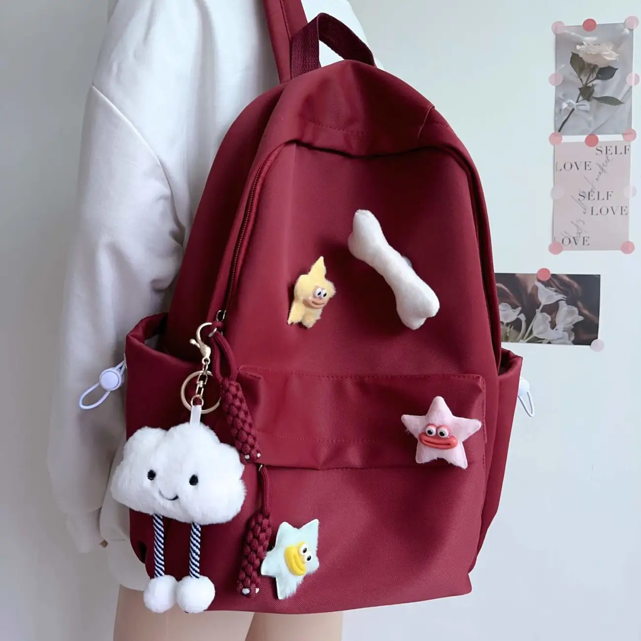 Women's Backpack Ins Style Large Capacity 15 Inch Laptop Backpack Wine Red - 1