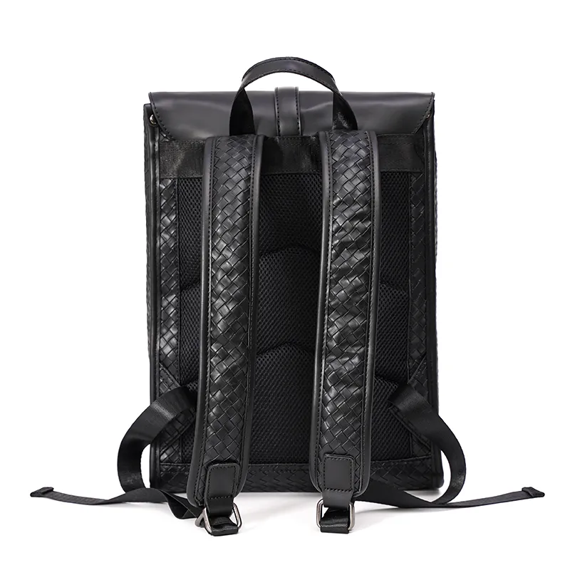 Woven Backpack for Men, Business Casual Large Capacity Daypack - 4
