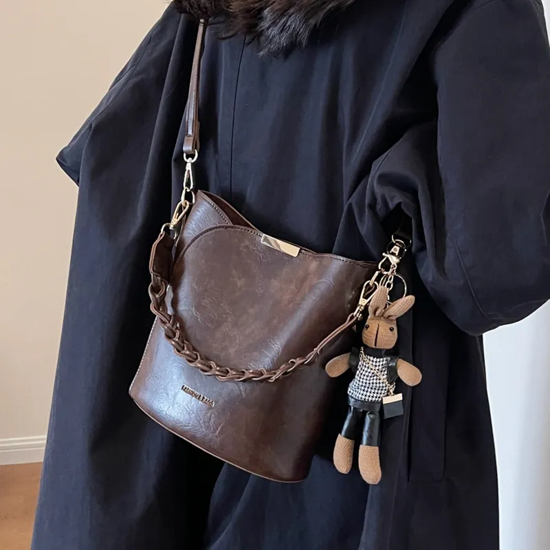 Stylish Tote Bag 2024 Women's PU Leather Crossbody Bucket Bag - 1
