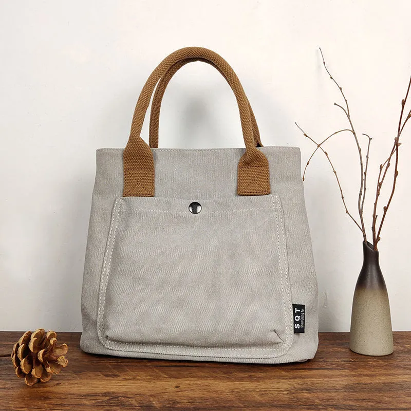Vintage Canvas Tote Bag for Women, Fashionable Handbag with Zipper Closure - 1