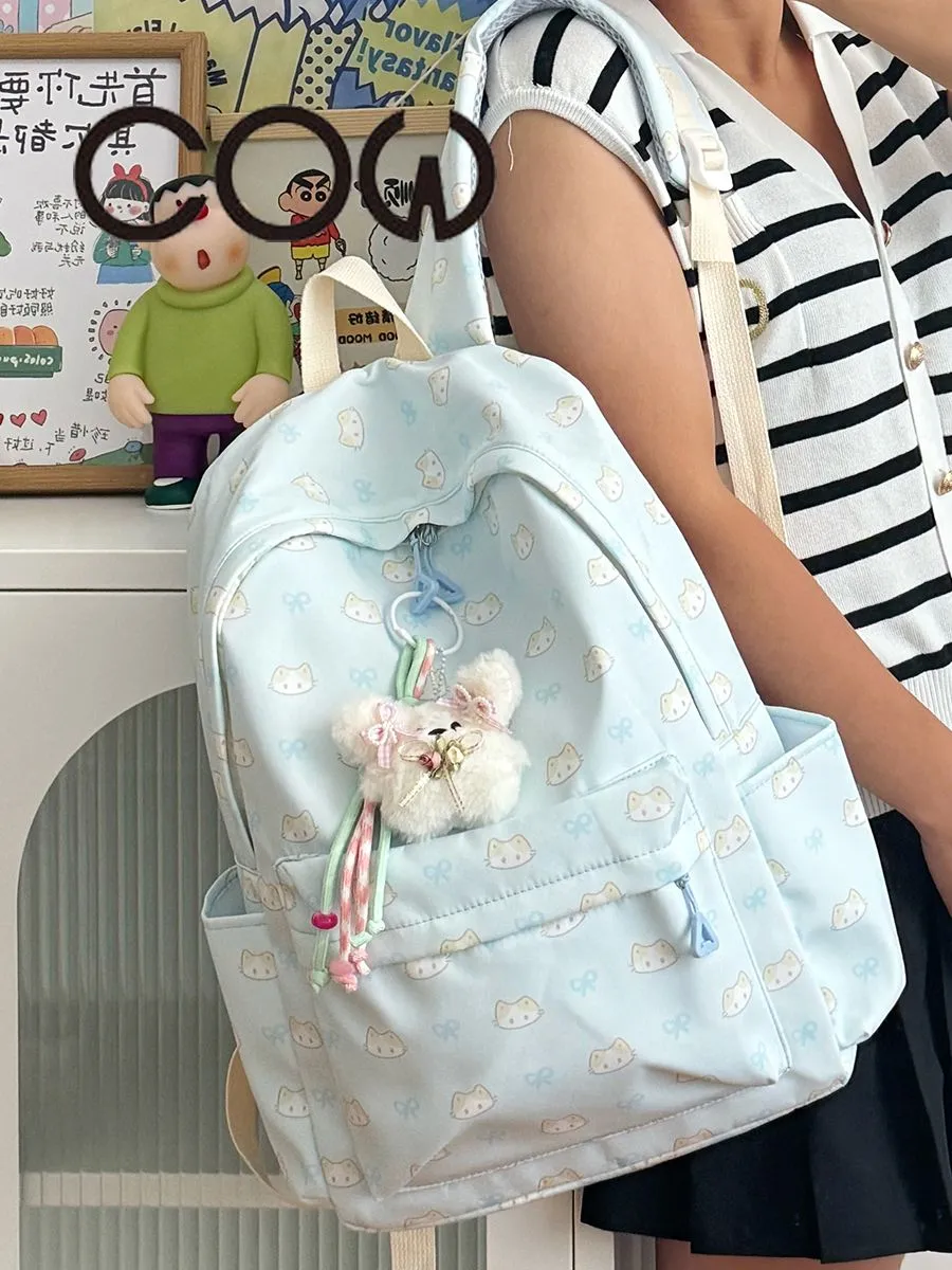 Cute Japanese Backpack for Girls, Lightweight Nylon School Bag with Print - 1