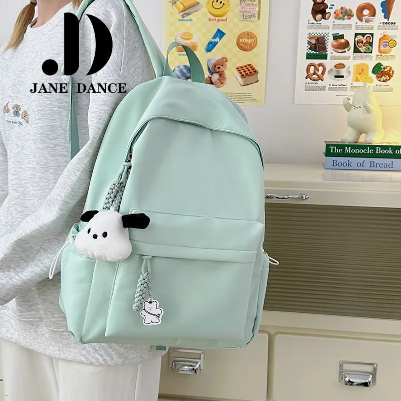 Stylish Plain Backpack for Women, Lightweight Nylon School Bag for College - 5