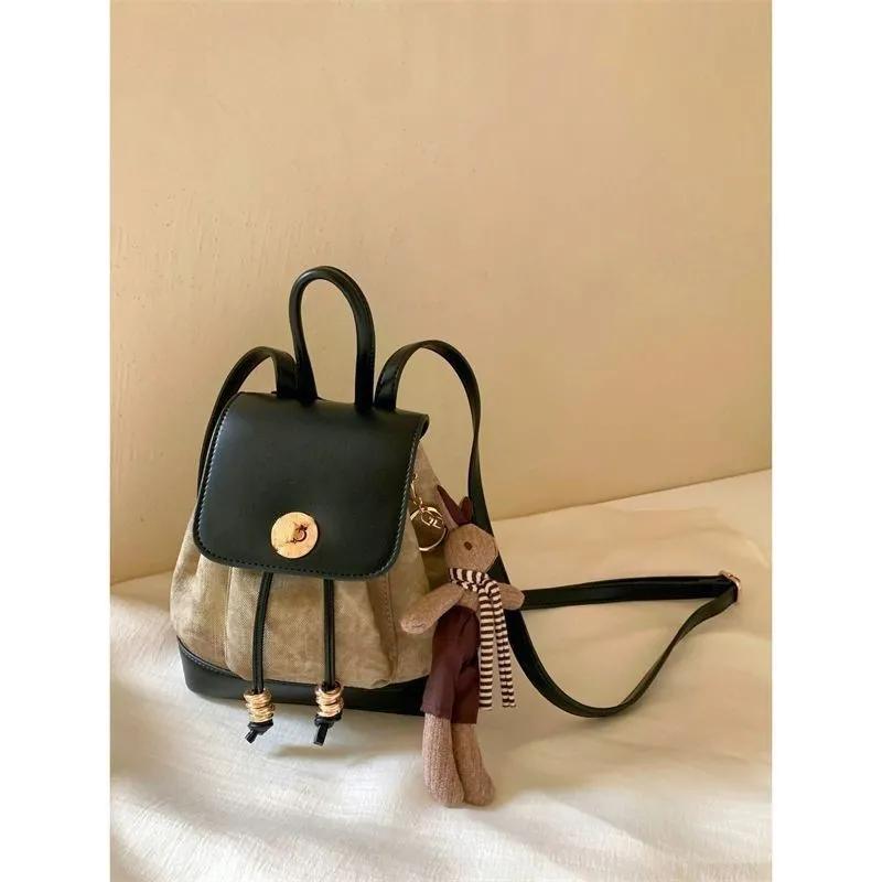 Korean Style Backpack, Autumn Brown Suede Leather Rucksack - 3
