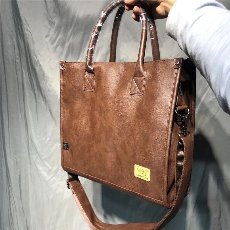 Men's Leather Crossbody Bag Large Capacity Laptop Briefcase for Travel - 1