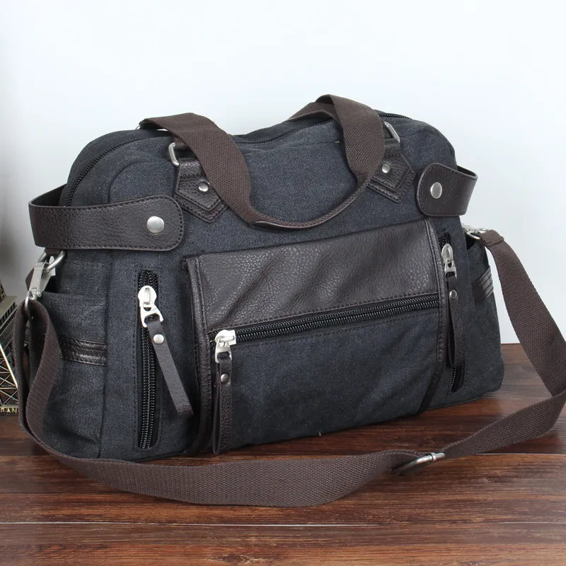 Canvas Crossbody Bag Men's Casual Shoulder Bag 14 Inch Laptop - 1