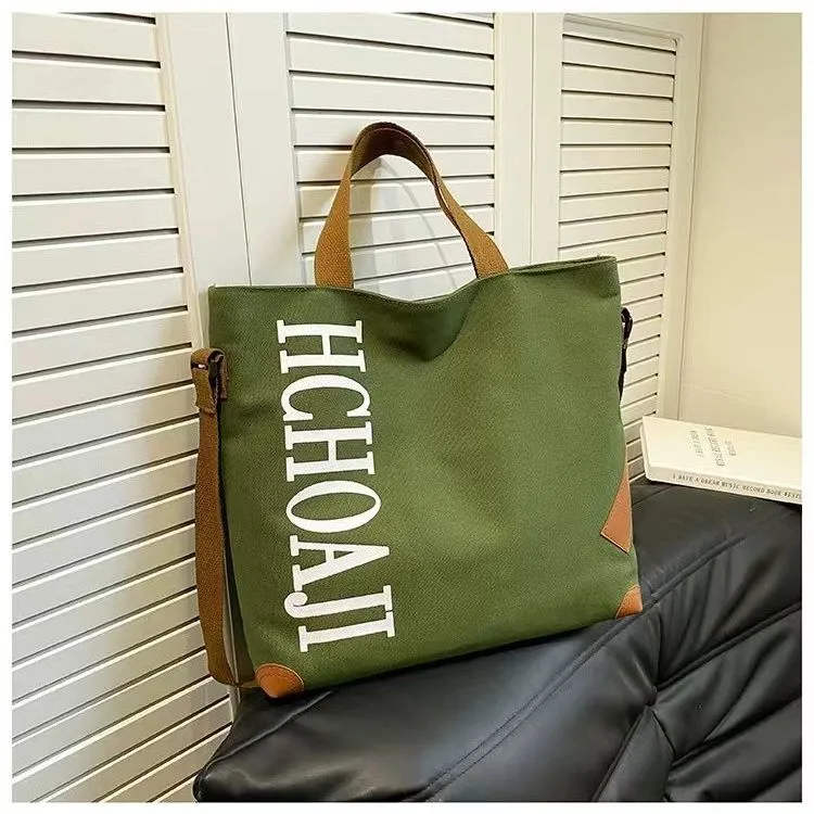 Large Tote Bag Women Canvas Crossbody Bag Fashionable Casual Shoulder Bag - 3