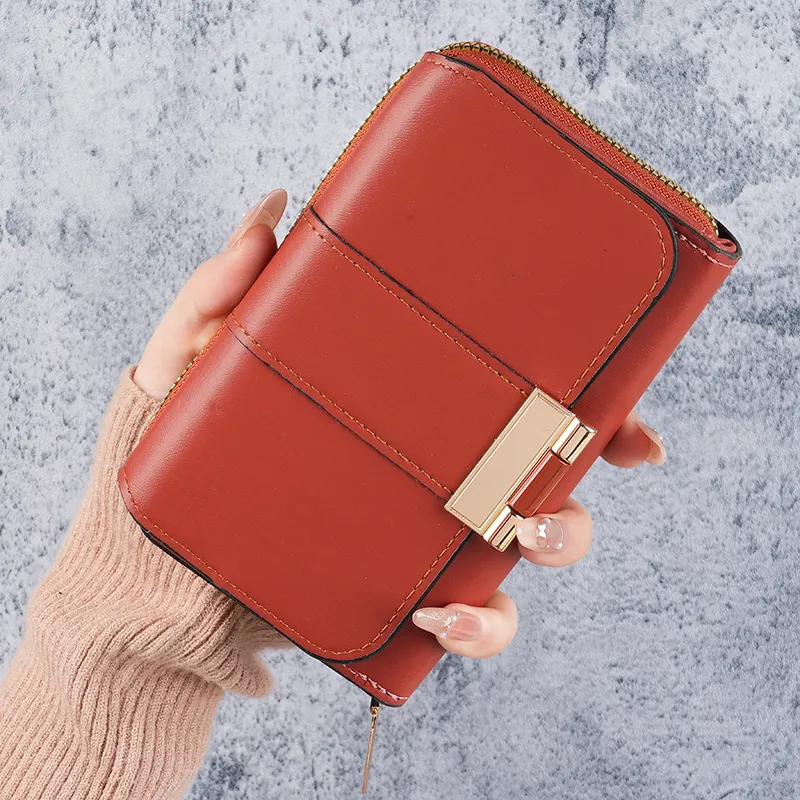 Women's PU Leather Long Wallet Multi Card Slots Zipper Coin Purse Fashion - 1