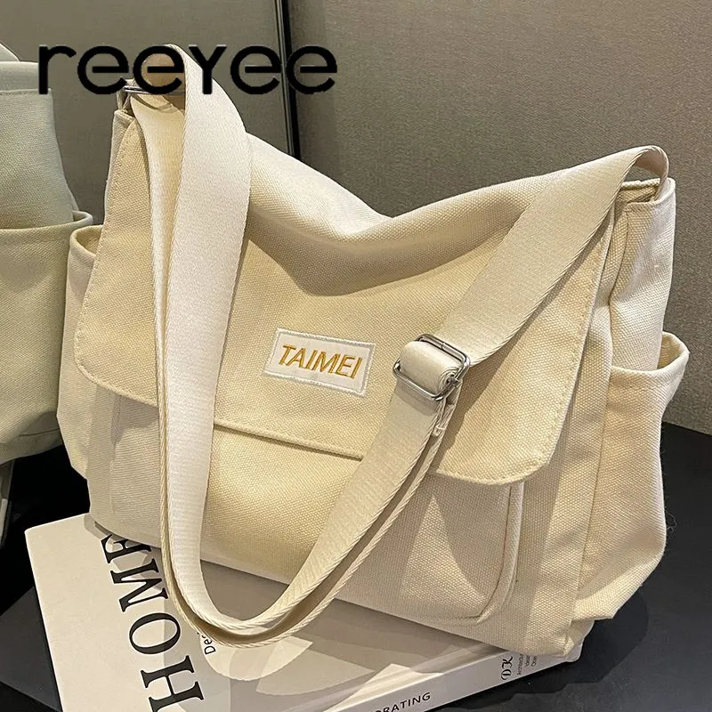 Canvas Messenger Bag for Women 2025 New Simple Crossbody Tote Bag - 1
