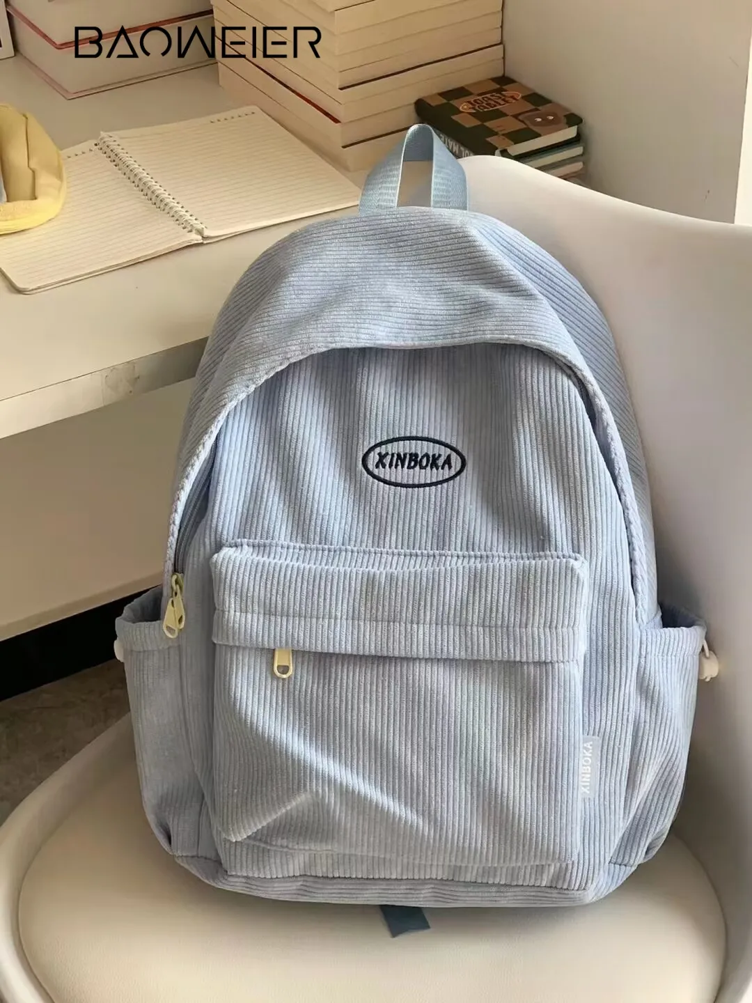 Corduroy Backpack for Women Large Capacity Daypack School College Commuter Bag - 3