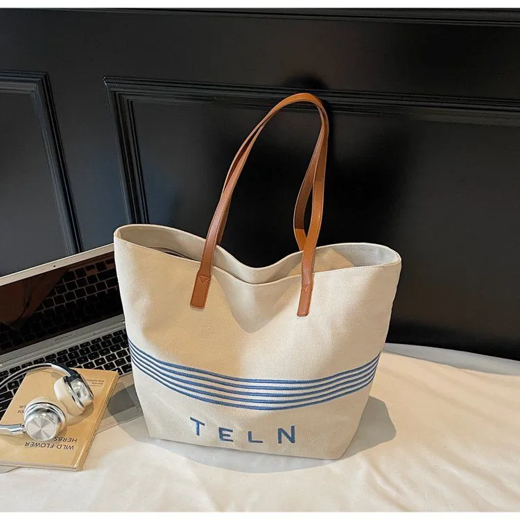 Canvas Tote Bag Women Large Capacity Casual Shoulder Bag - 1