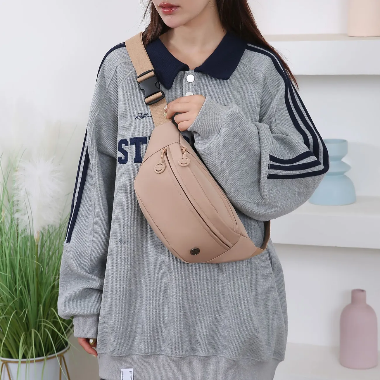 Crossbody Sling Bag, Large Capacity Nylon Chest Pack, Fashion Minimalist - 5