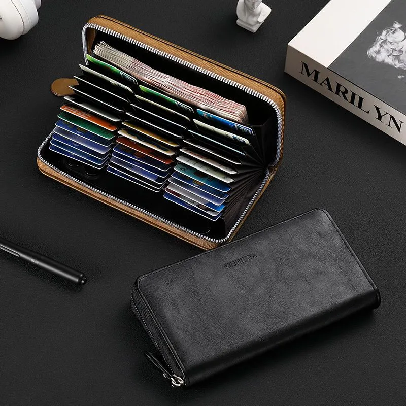 Men's Leather Wallet 2025 Large Capacity RFID Blocking Organizer Card Holder - 2