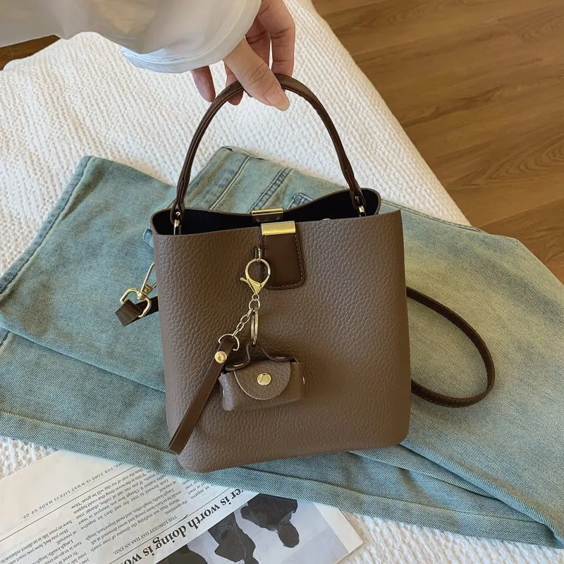Leather Bucket Bag for Women 2025 New Fashion Tote Shoulder Crossbody Bag - 4