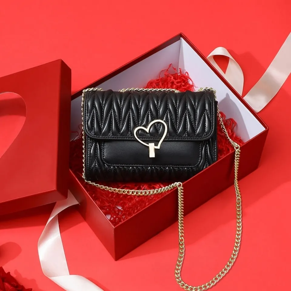 Chic Leather Crossbody Bag for Women, Small Chain Strap Shoulder Purse - 4